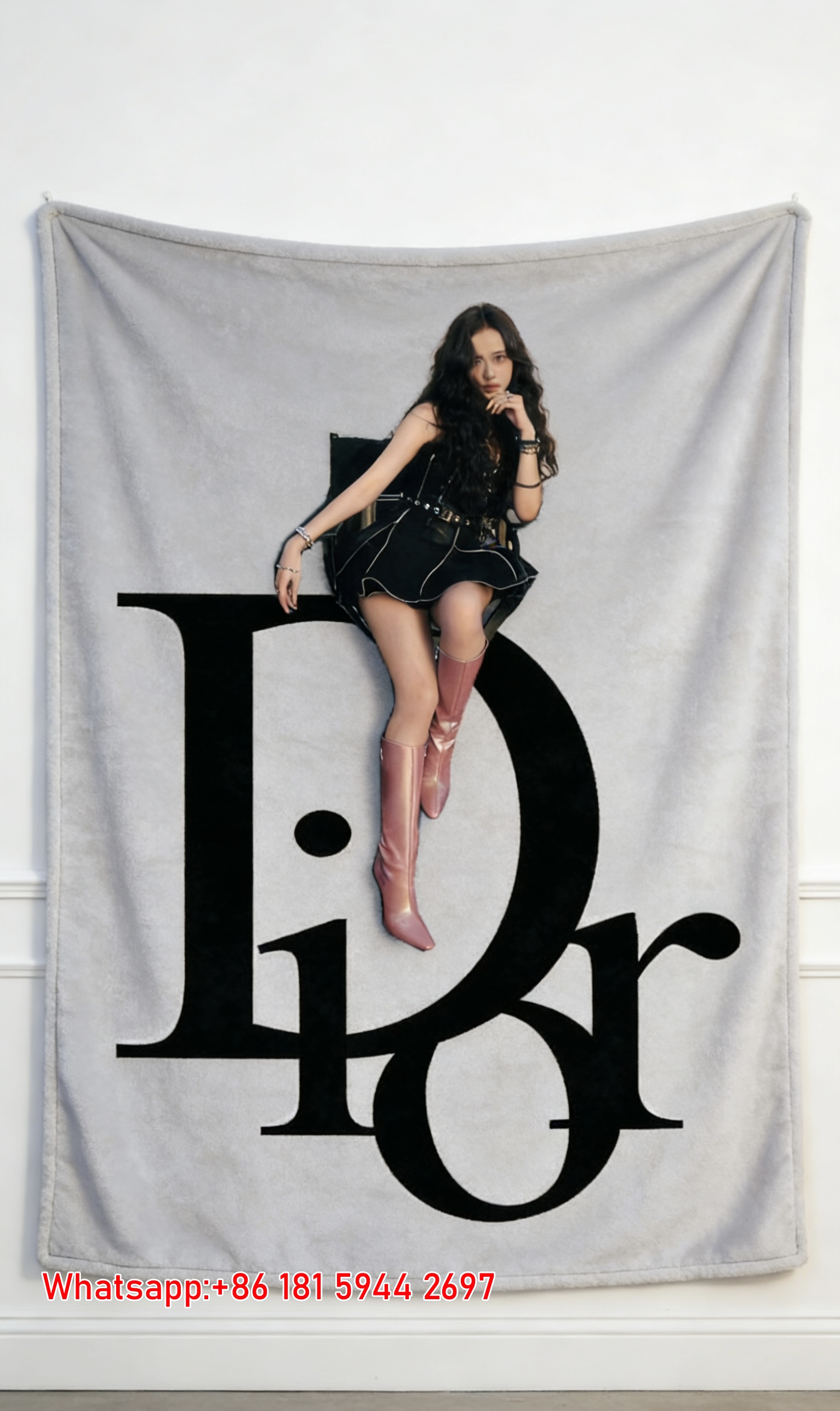 Dior Jisoo Iconic Style Flannel Sofa Throw Blanket D294